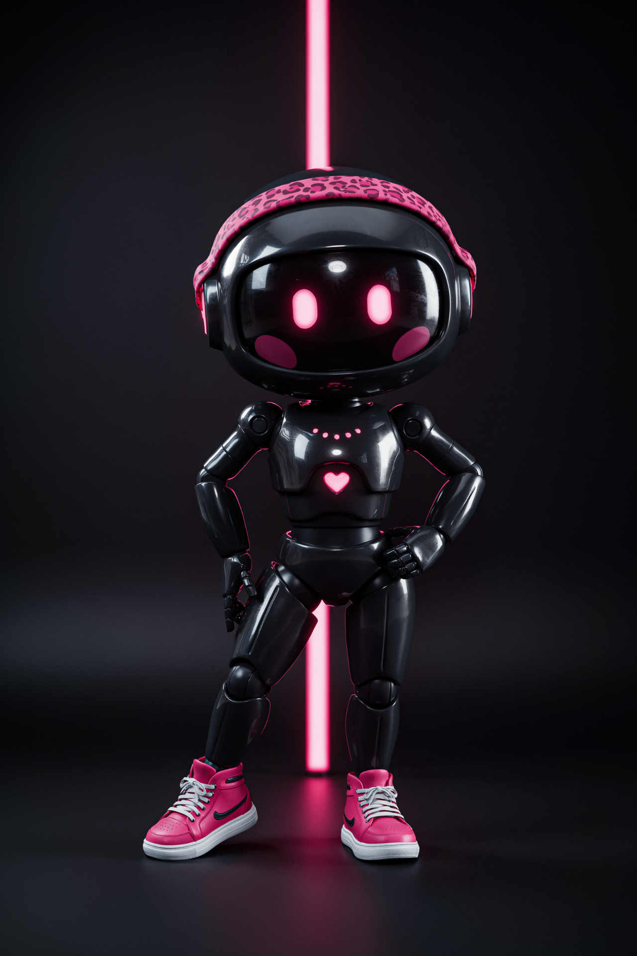 Custom AI bot mascot in pink and black